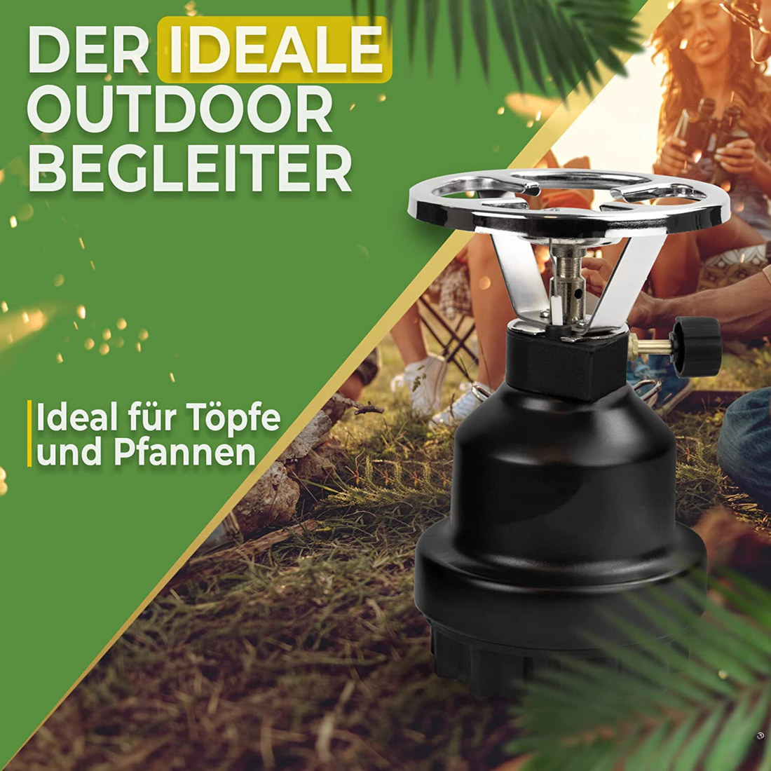 Campingfornuisset inclusief gaspatronen met 1 aansluiting