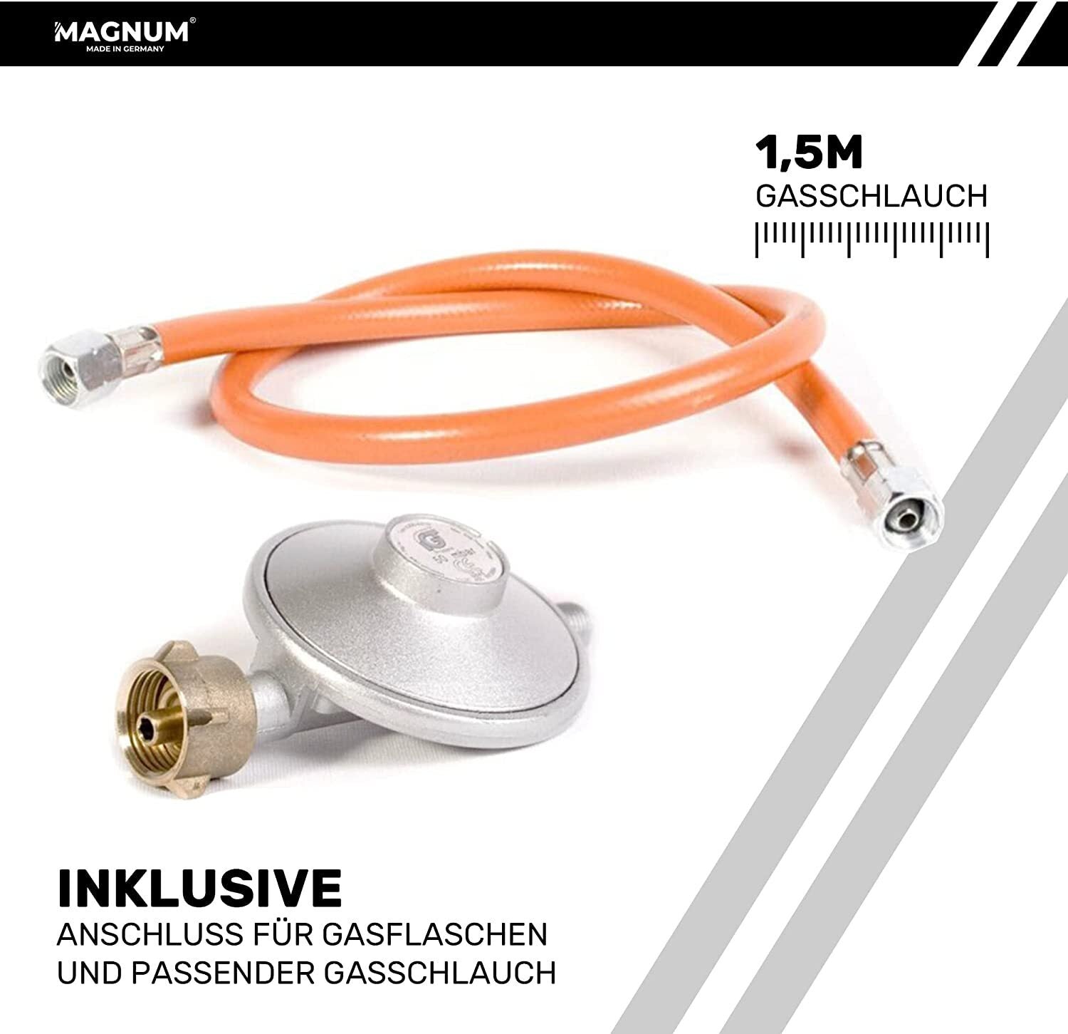 STAHLMANN® drukregelaar voor gasfles 50 mbar incl. gasslang 1,5 m