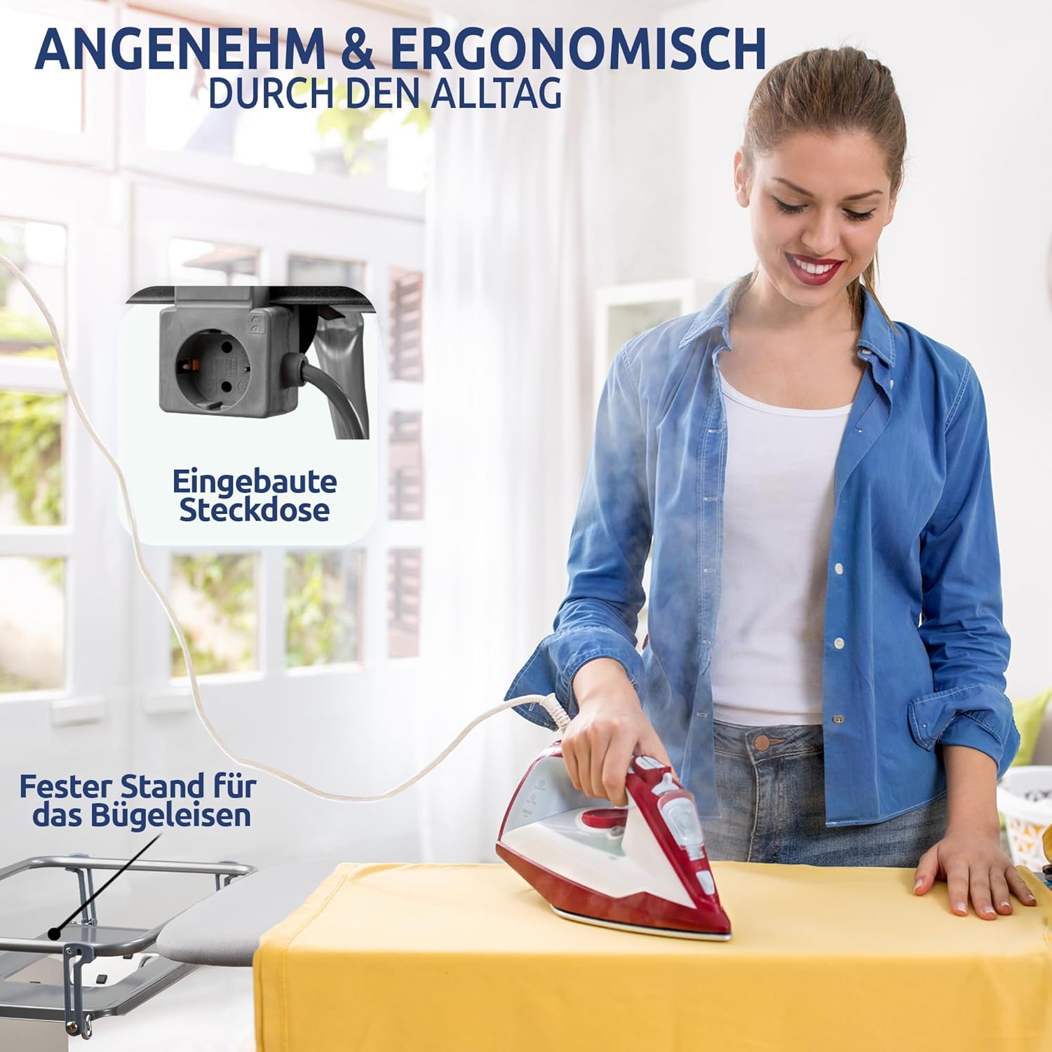 STAHLMANN® XXL-Bügelbrett 130×48 cm – für Dampfbügelstation