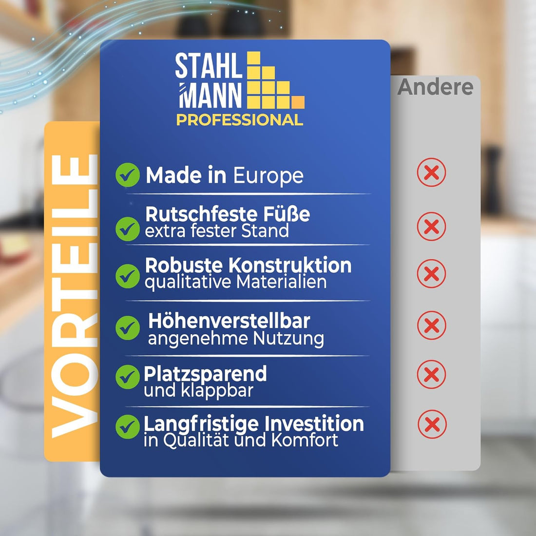 STAHLMANN® XXL Strijkplank 120x38 cm – Voor stoomstrijkstations – TÜV-gecertificeerd – Hoes van 100% katoen – Extra stabiel – Gemaakt in de EU