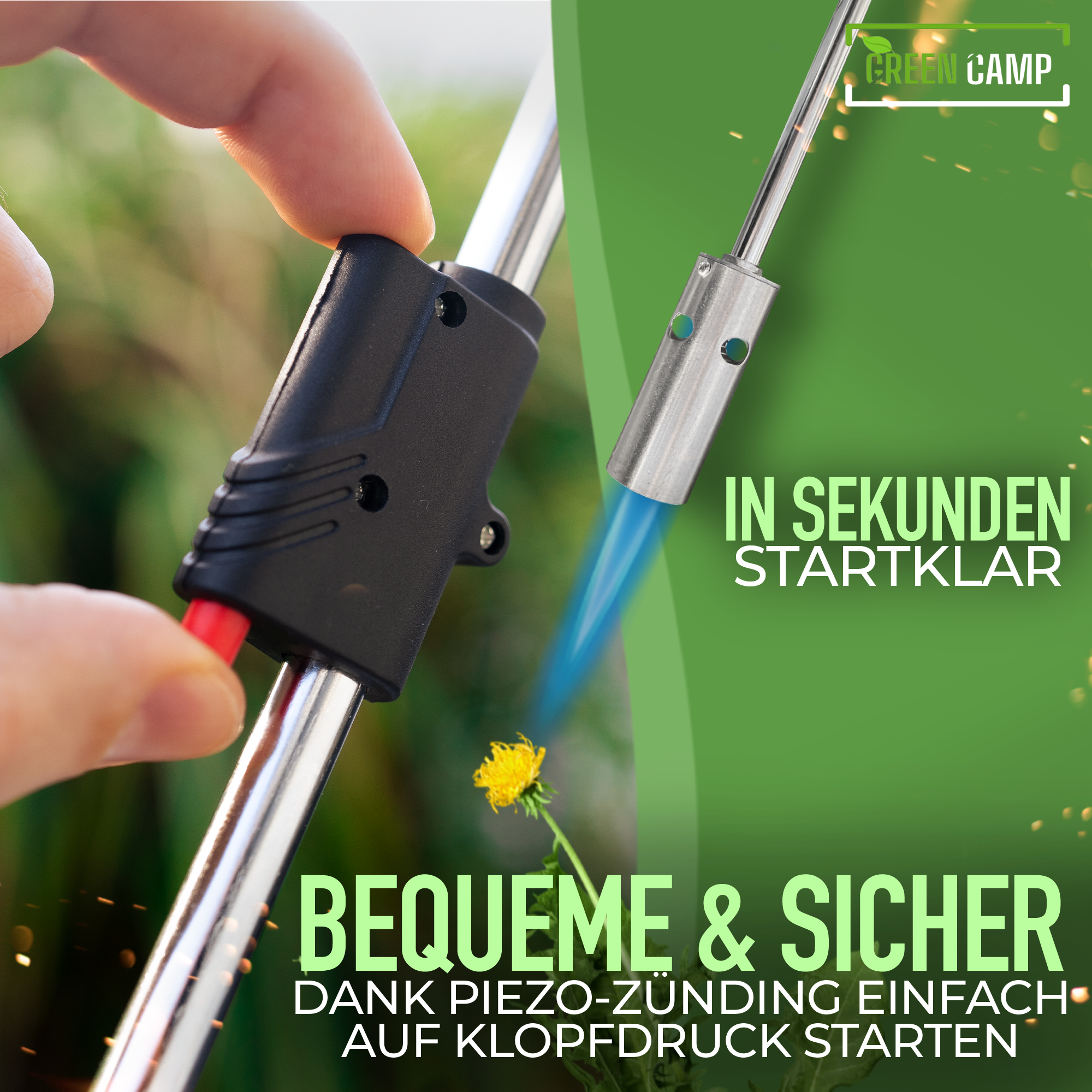 GreenCamp® Onkruidbrander incl. gaspatronen – Effectieve en chemicaliënvrije onkruidbestrijding
