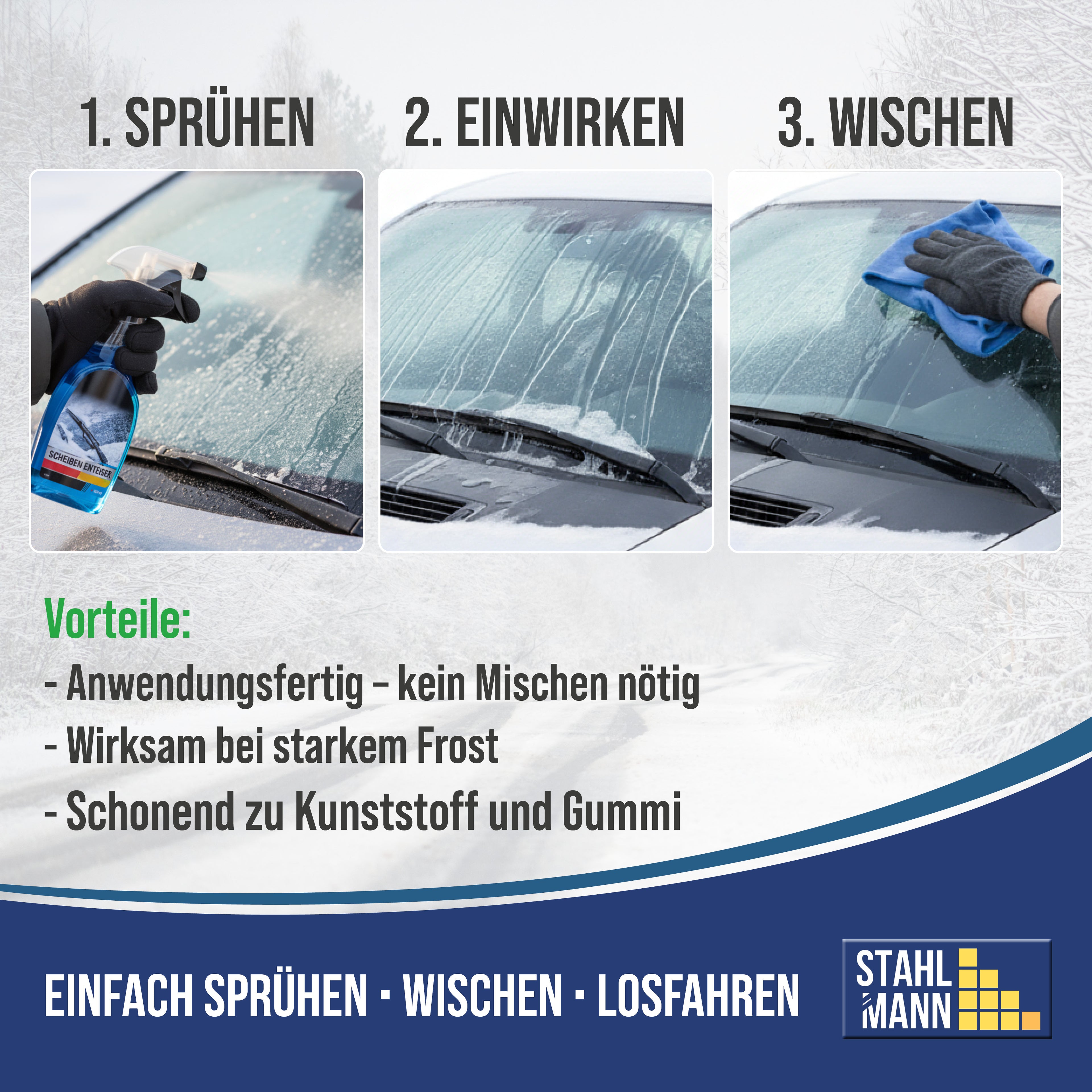 STAHLMANN® Scheiben-Enteiser 6er-Set (6 × 500 ml) I Auto Enteiserspray