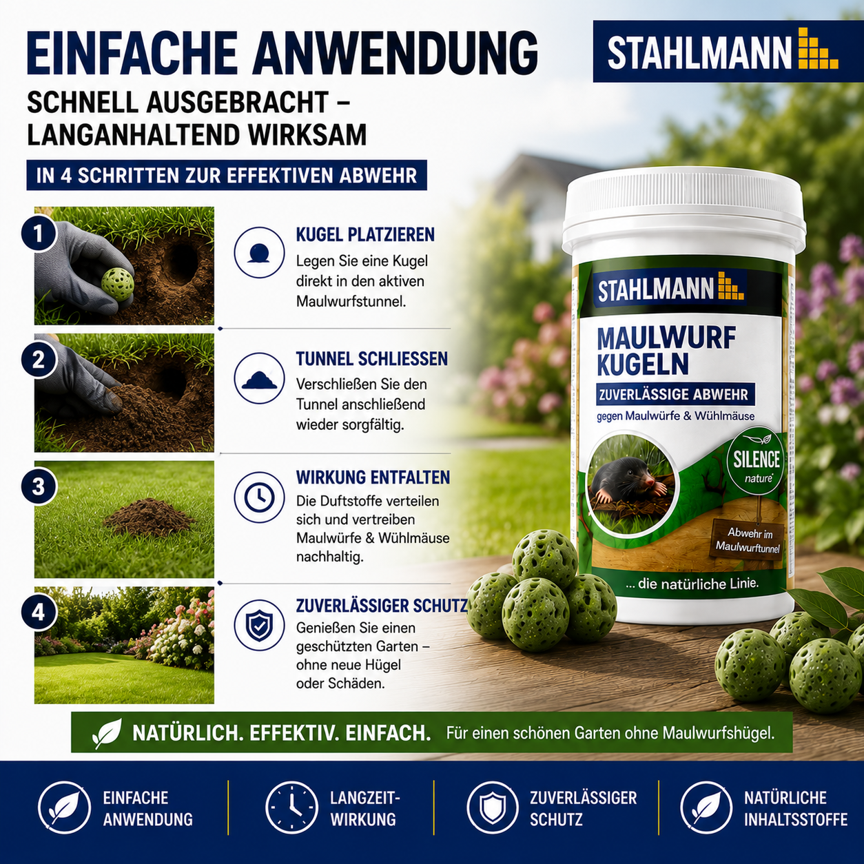 STAHLMANN® Solar Mole Repellent – Ultrasone dierenverjager met XXL effectieve straal
