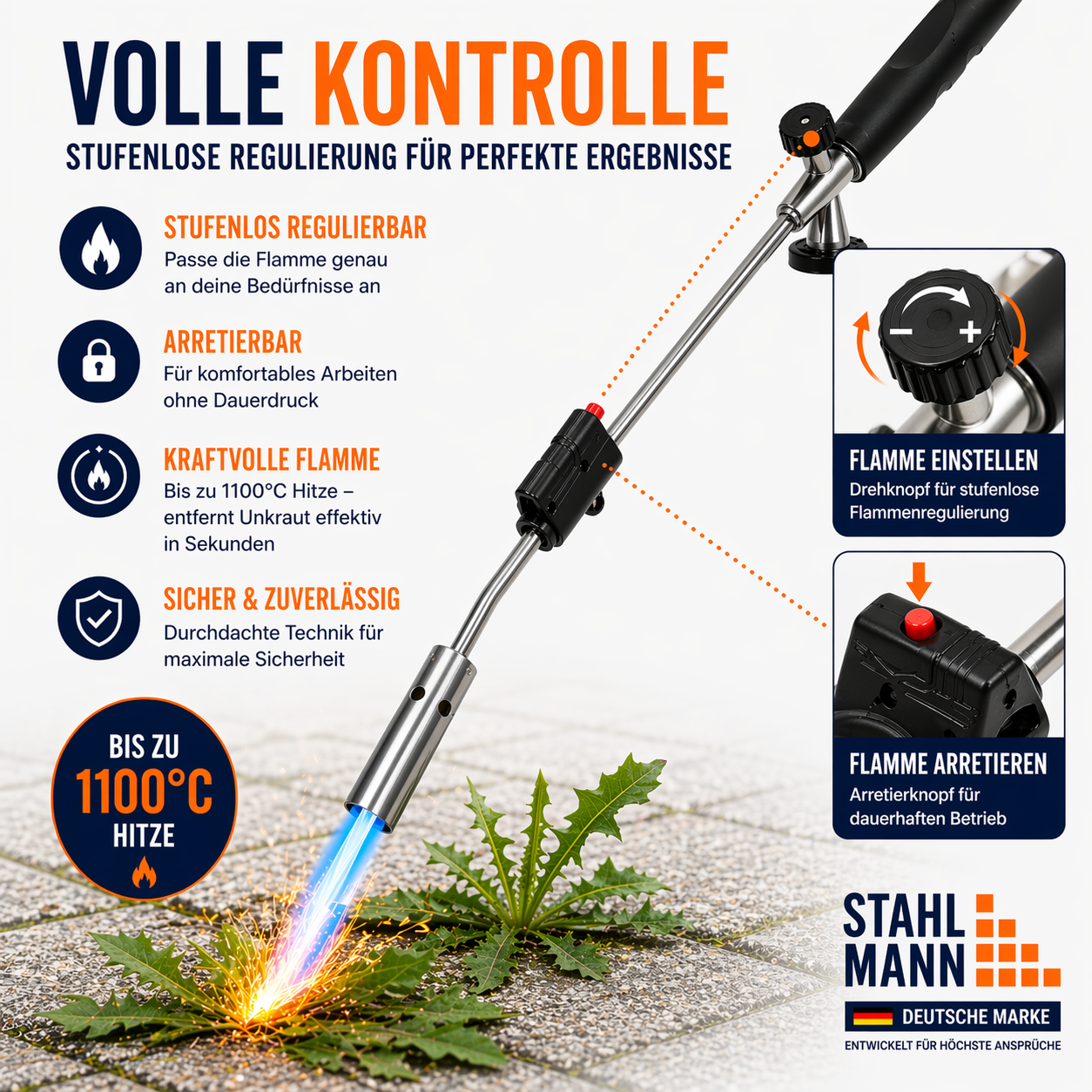 STAHLMANN® onkruidbrander met gaspatronen – voor effectieve onkruidbestrijding