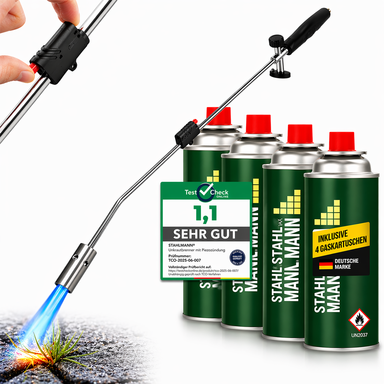 STAHLMANN® onkruidbrander met gaspatronen – voor effectieve onkruidbestrijding