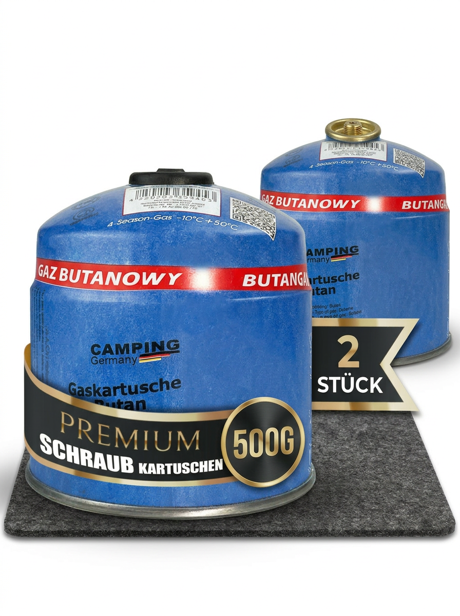 Schraubventil-Gaskartusche 500 g – EN 417, für Grill, Camping & Handwerk