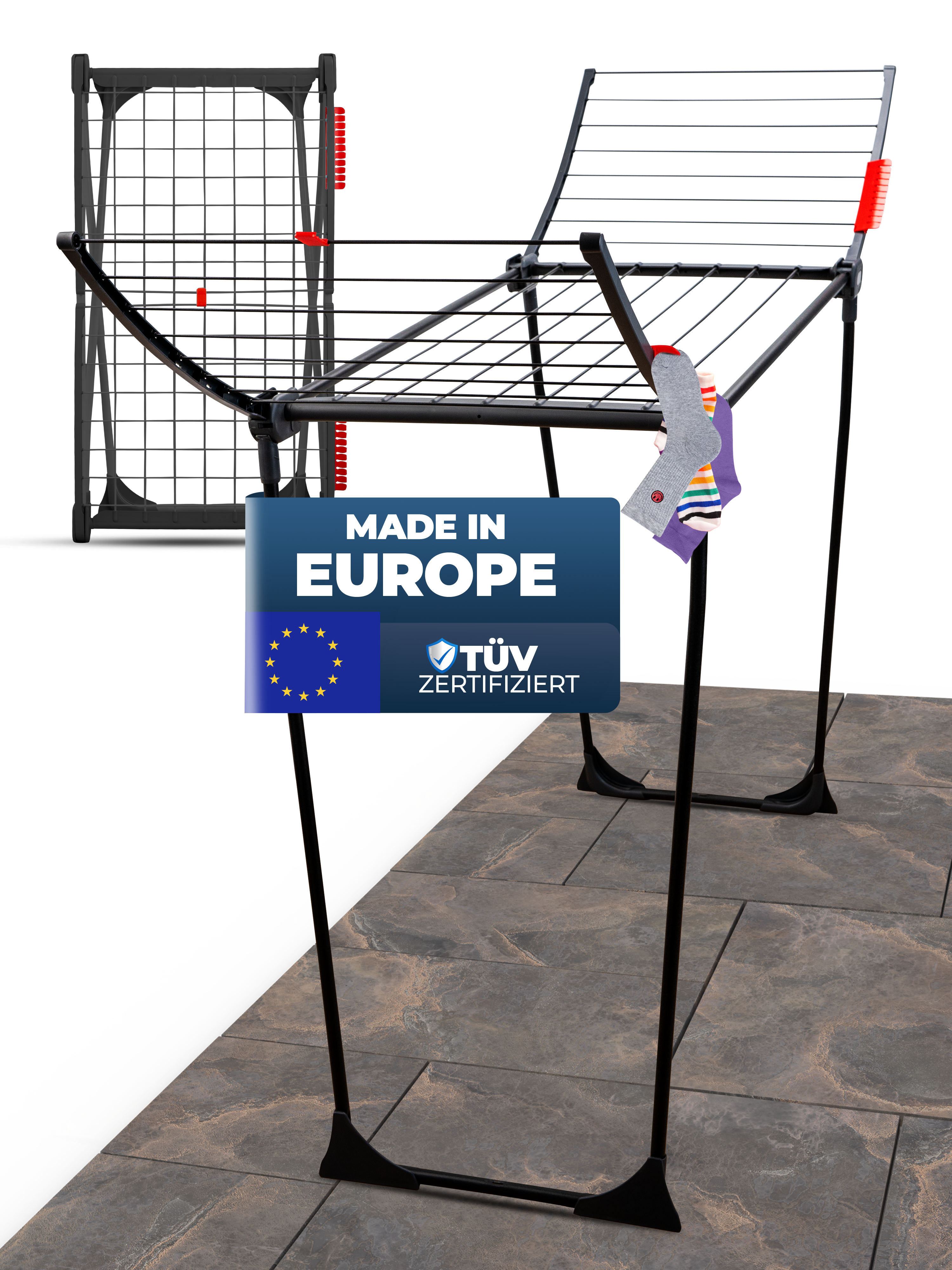 Stahlmann Astra Zwart droogrek - 18 m² droogoppervlak, opvouwbaar