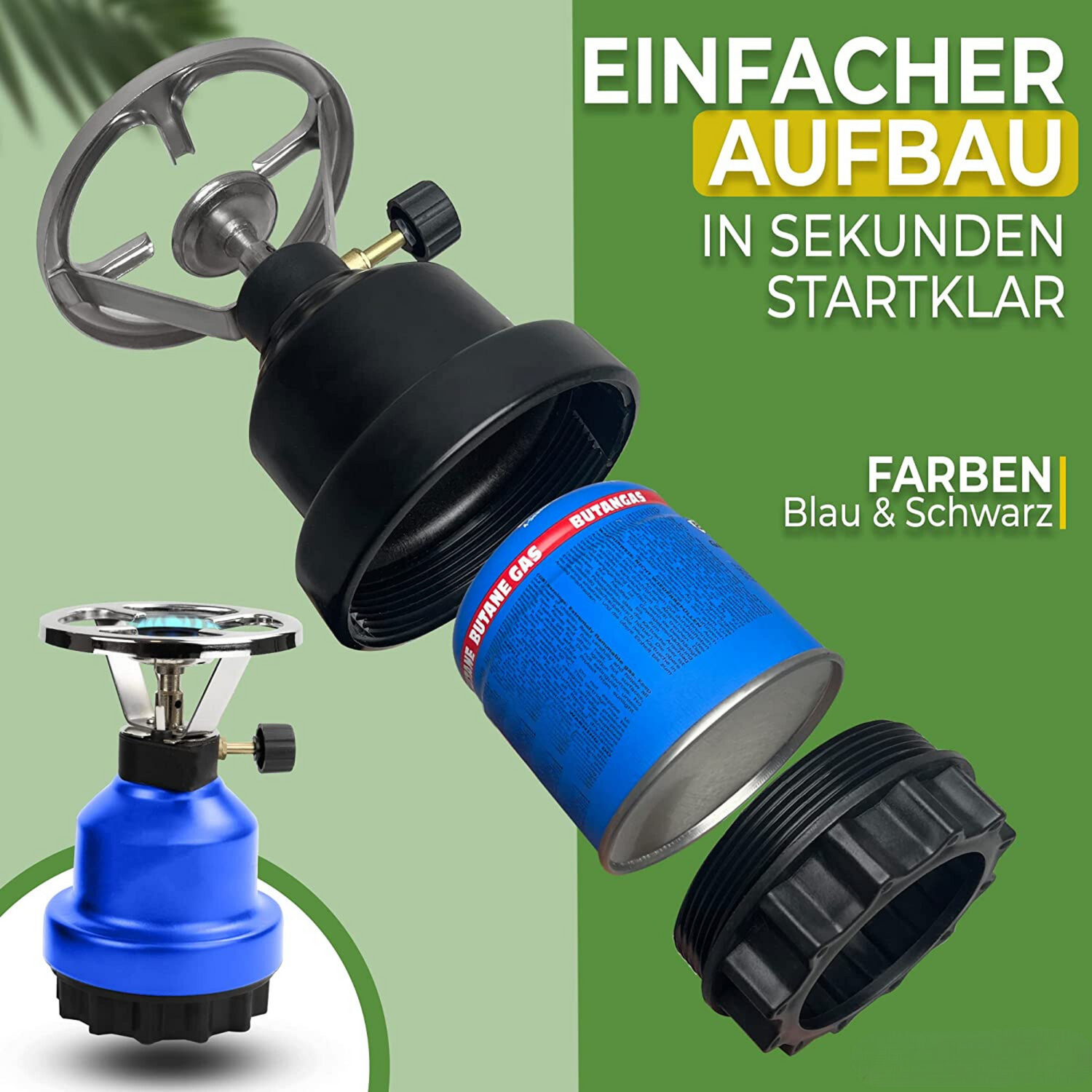 Campingfornuisset inclusief gaspatronen met 1 aansluiting 