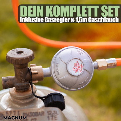 STAHLMANN® drukregelaar voor gasfles 50 mbar incl. gasslang 1,5 m 