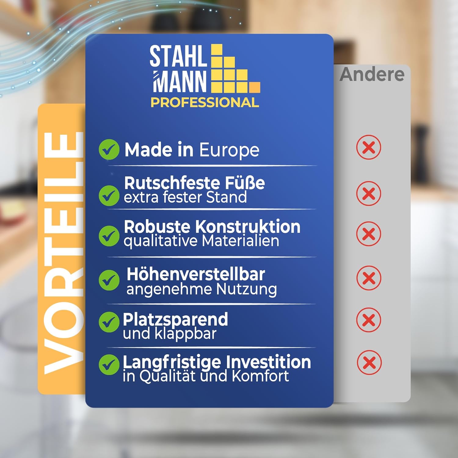 STAHLMANN® XXL Bügelbrett 130x42 cm – Für Dampfbügelstation  – 100 % Baumwollbezug – extra stabil – Made in EU