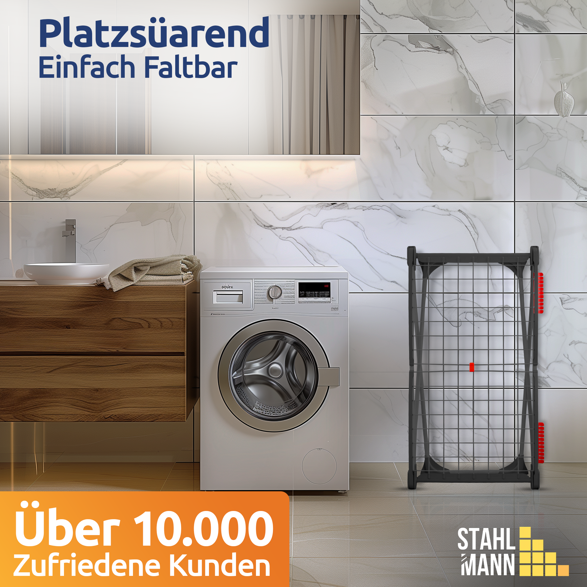 Stahlmann Astra Black Wäscheständer – 18 m Trockenfläche, klappbar &amp; wetterfest