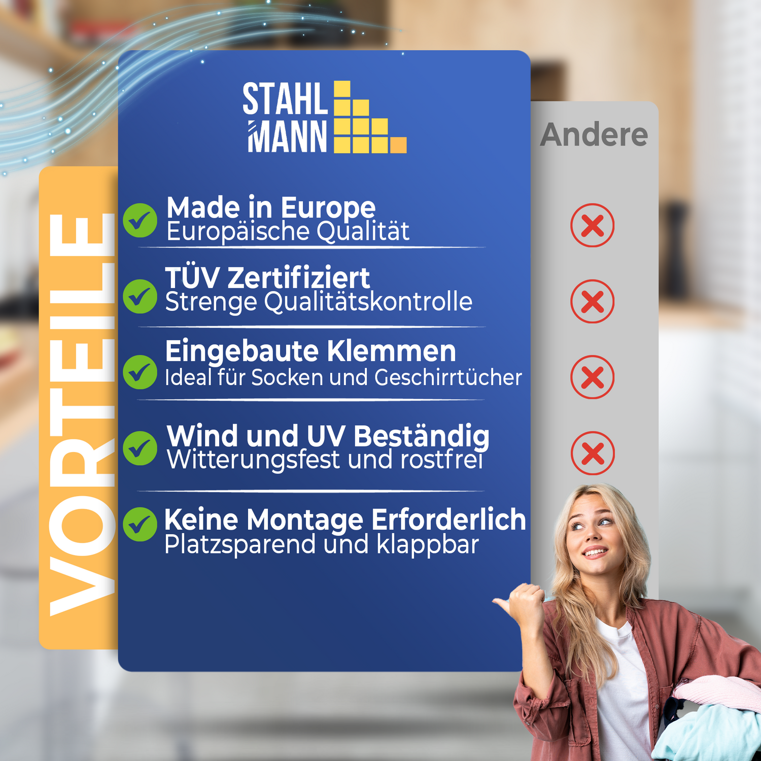 Stahlmann Magic Telescopisch Wasrek Uitschuifbaar - 20 m² Droogoppervlak 