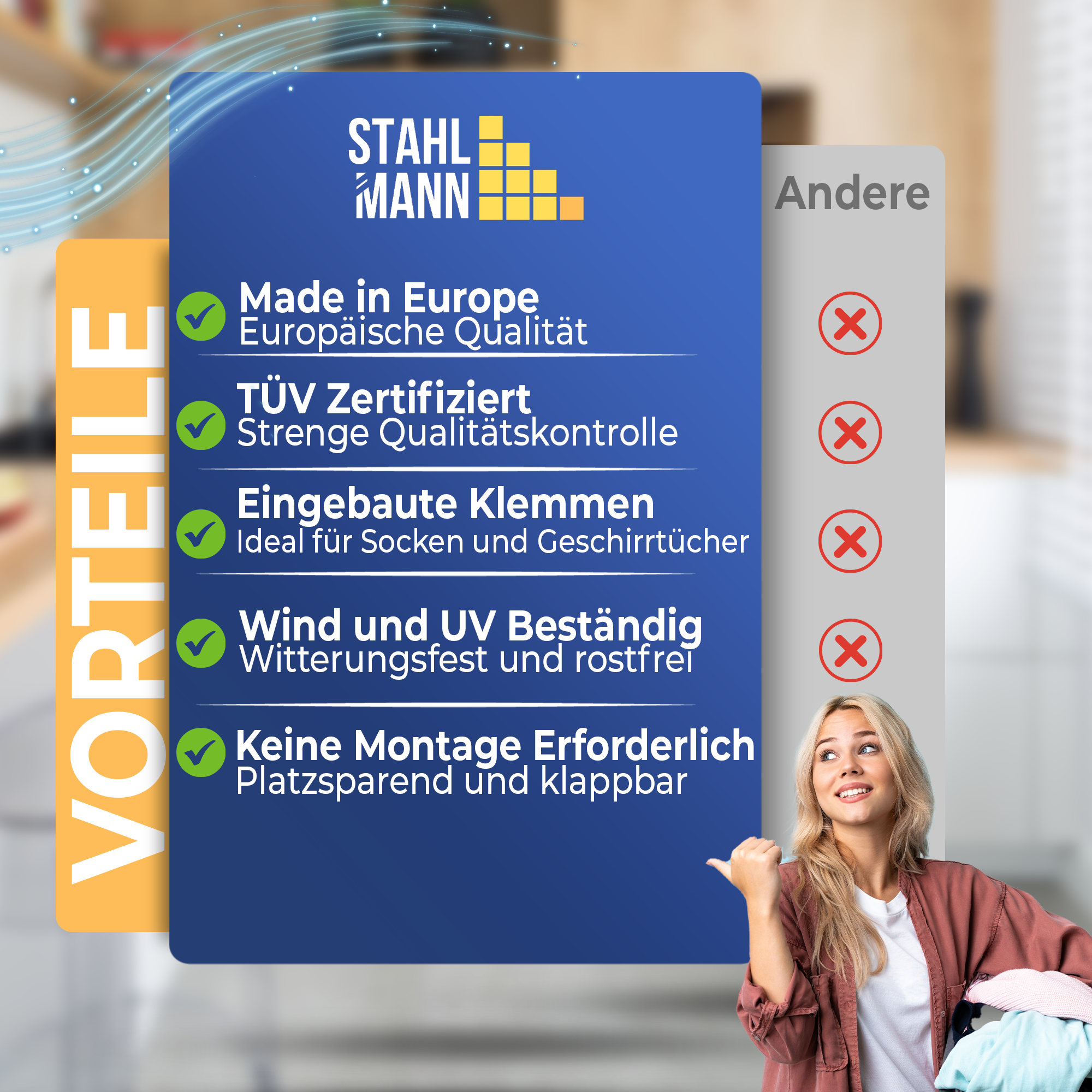 Stahlmann Magic Telescopisch Wasrek Uitschuifbaar - 20 m² Droogoppervlak 