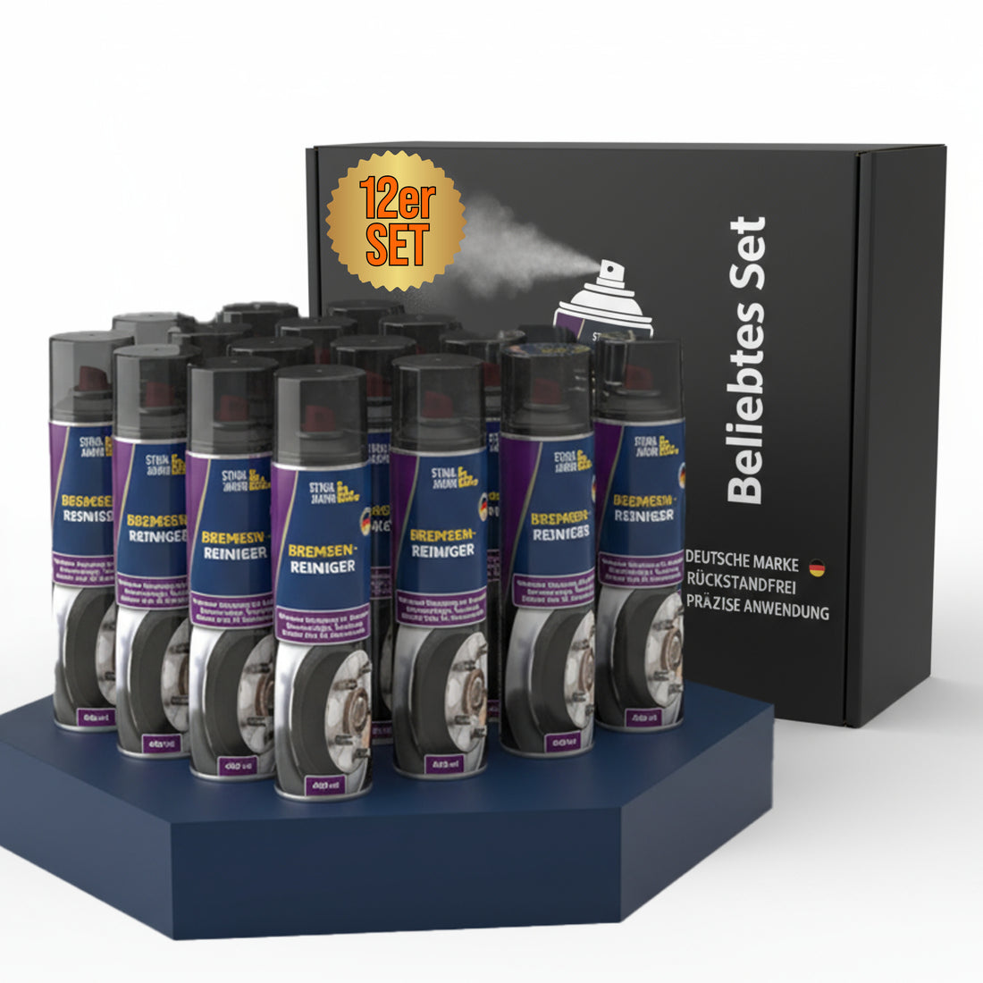 STAHLMANN® Remreiniger 12 x 400 ml – Zeer effectieve remreiniger spray voor werkplaats en auto | Verwijdert olie, vet en vuil zonder residu | Professionele kwaliteit voor remmen, koppeling en motor