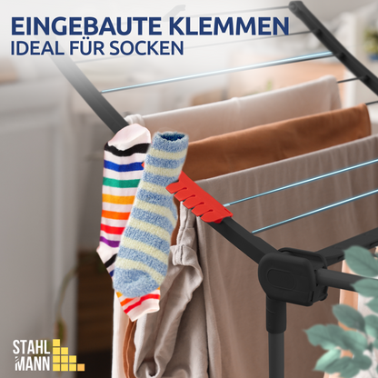 Stahlmann Astra Zwart droogrek - 18 m² droogoppervlak, opvouwbaar 