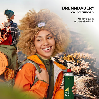 STAHLMANN® butaangaspatronen 227 g – Gevuld in de EU – voor kamperen, keuken en buitengebruik – 100% lekvrij en krachtig – met veiligheidsventiel