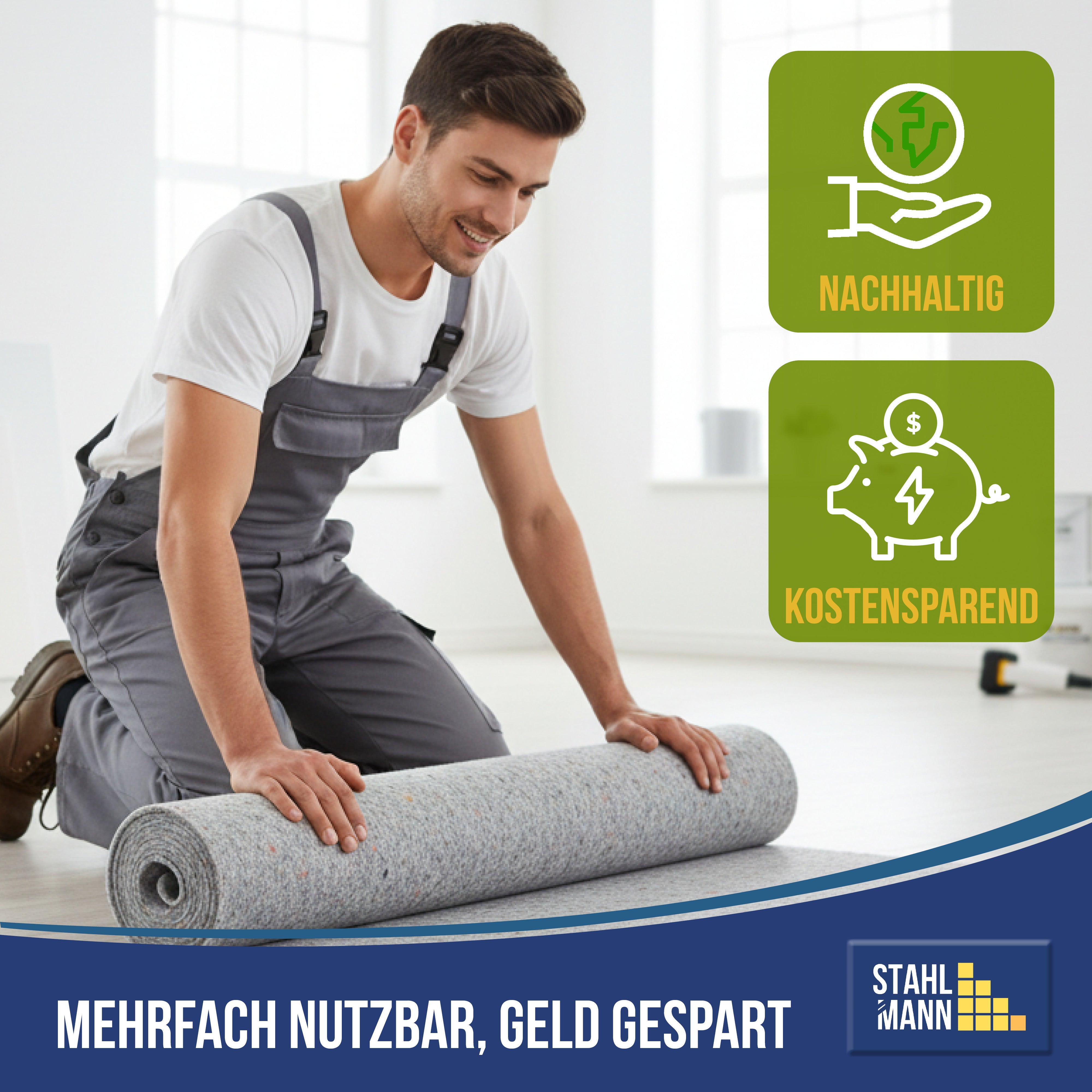 STAHLMANN Malervlies 1x50m – Rutschfest & saugstark