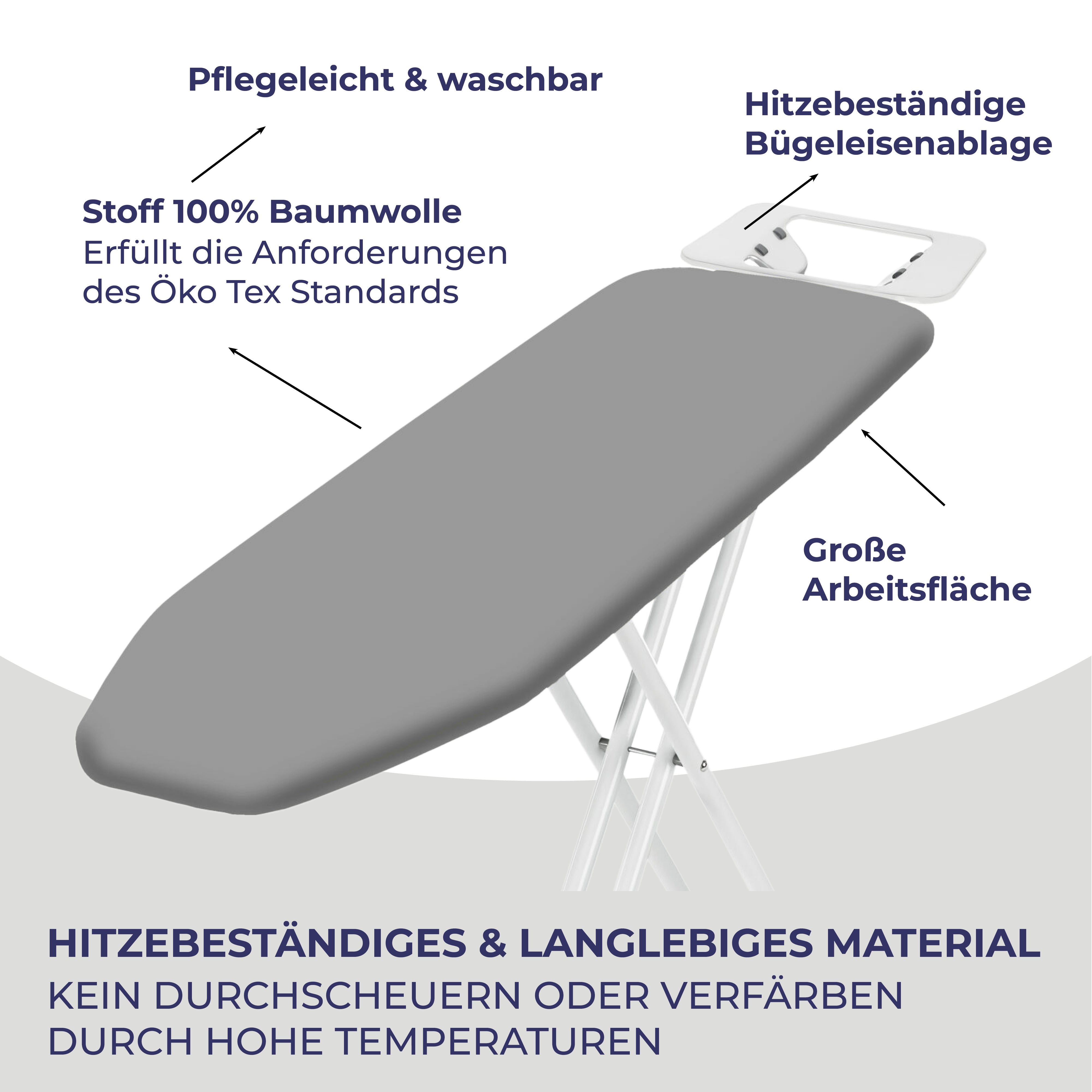 Stahlmann Höhenverstellbares Bügelbrett 114x34
