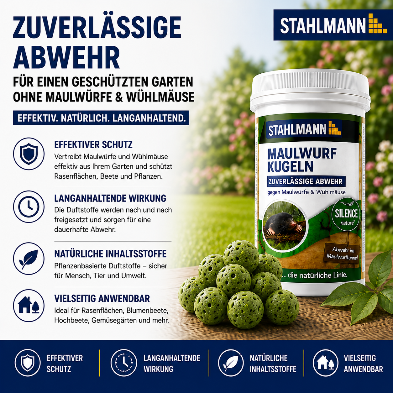 STAHLMANN® Solar Mole Repellent – ​​Ultrasone dierenverjager met XXL effectieve straal