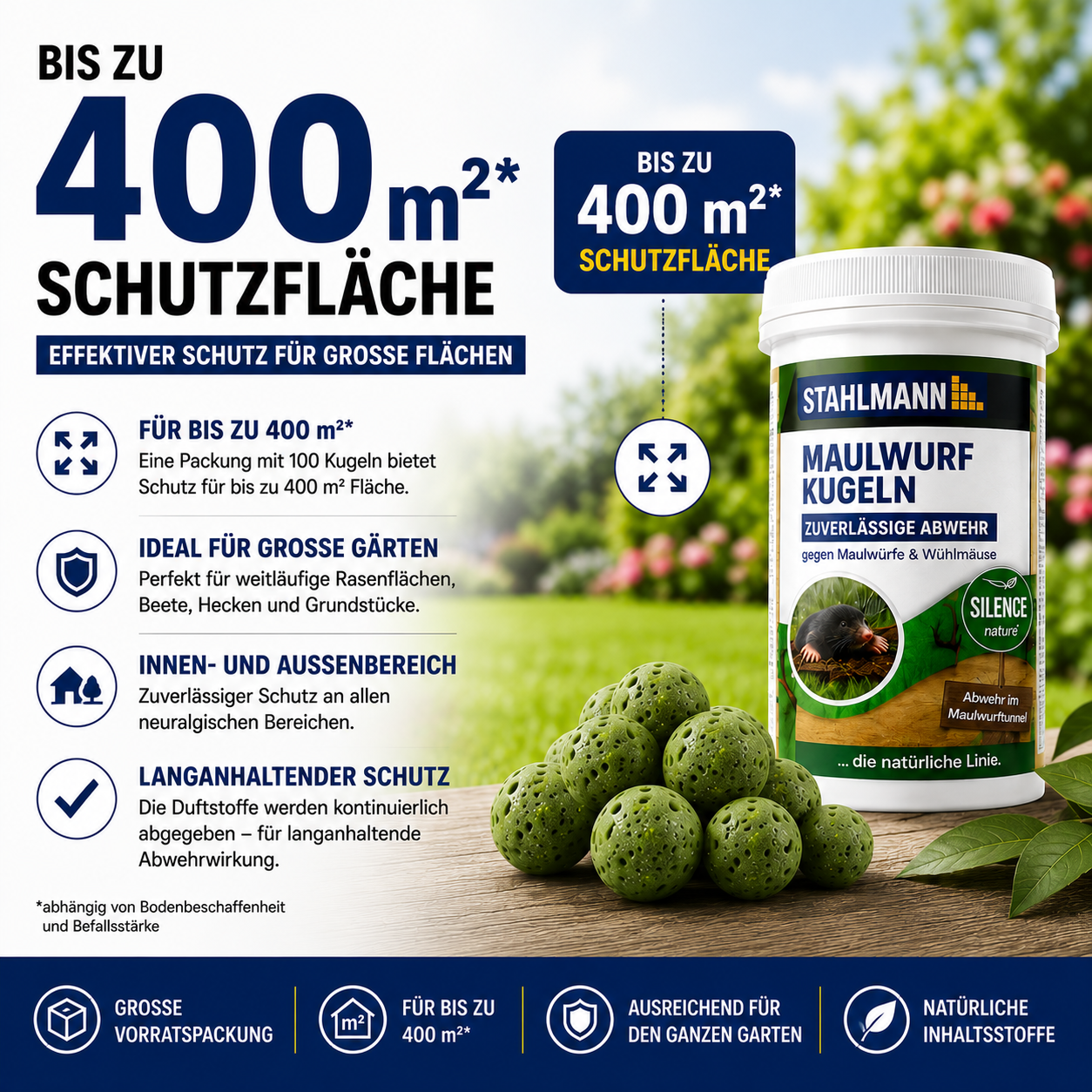 STAHLMANN® Solar Mole Repellent – ​​Ultrasone dierenverjager met XXL effectieve straal