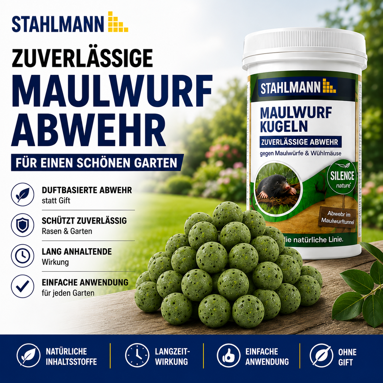 STAHLMANN® Solar Mole Repellent – ​​Ultrasone dierenverjager met XXL effectieve straal