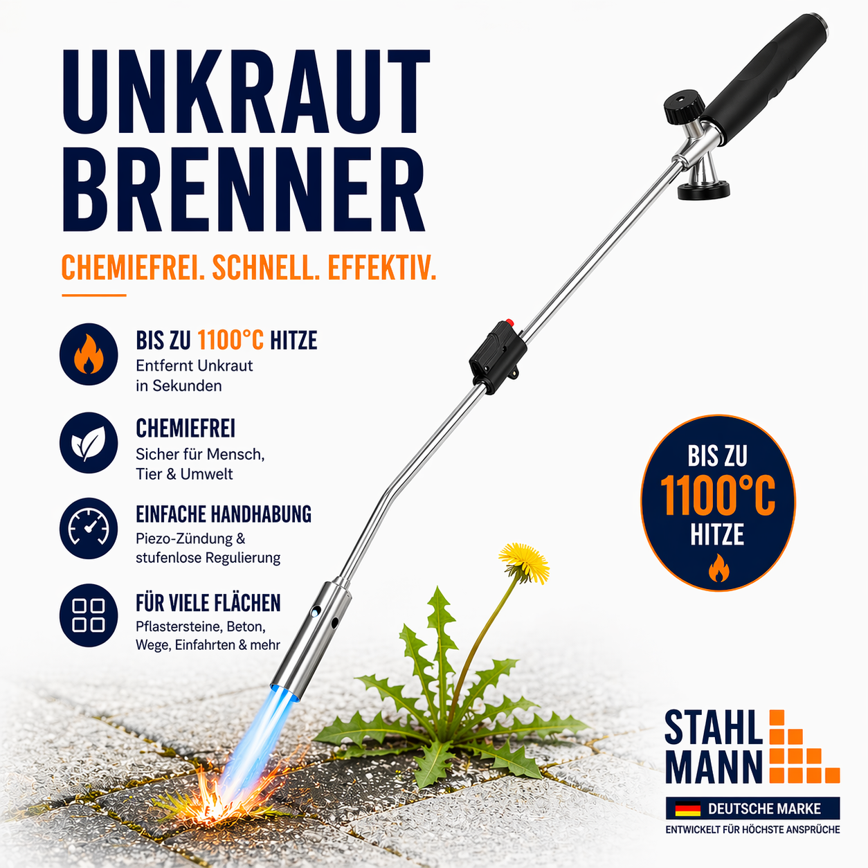 STAHLMANN® Unkrautbrenner mit Gaskartuschen – für effektive Unkrautbekämpfung
