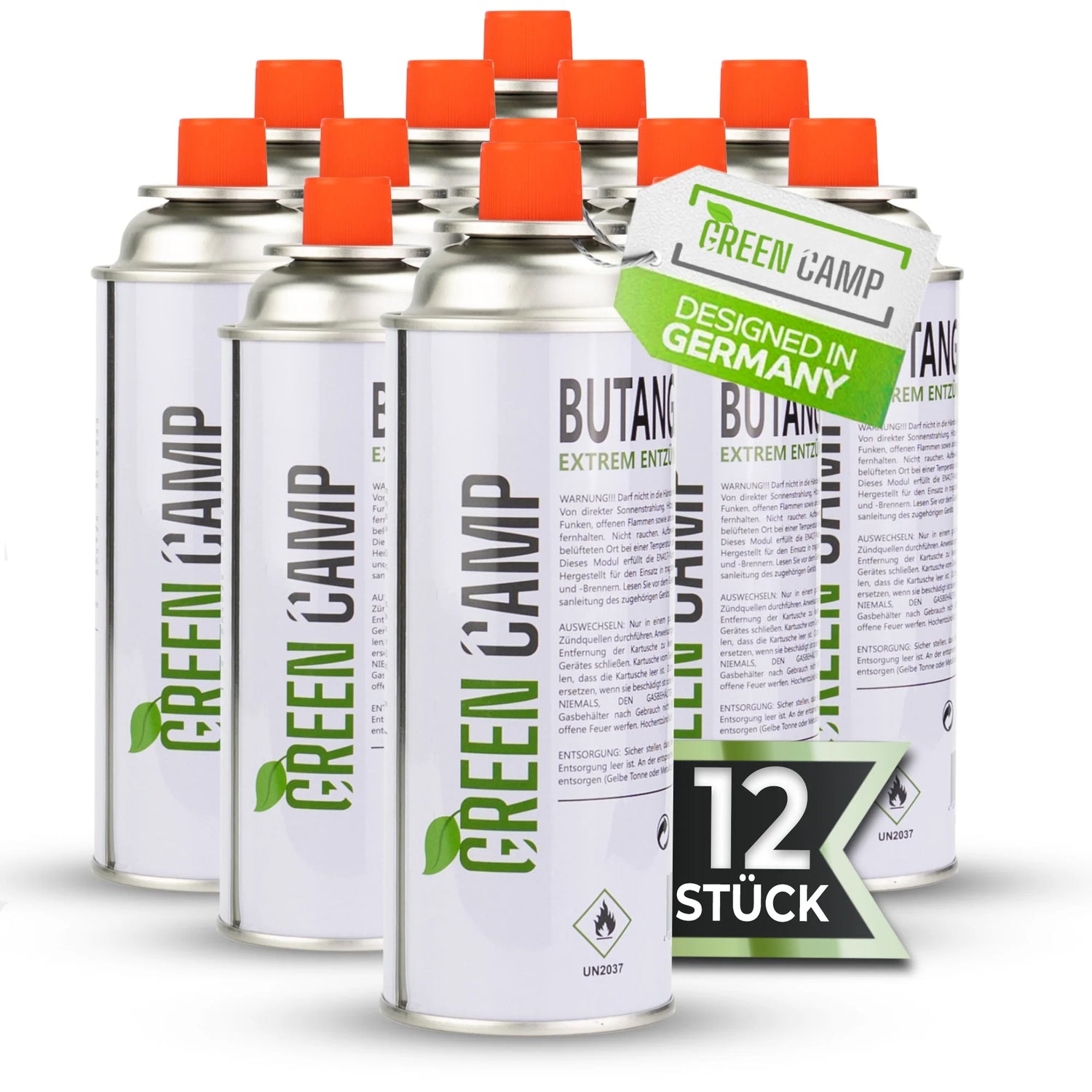 12 Greencamp® butaangaspatronen – 227 g – milieuvriendelijk, veilig en betrouwbaar