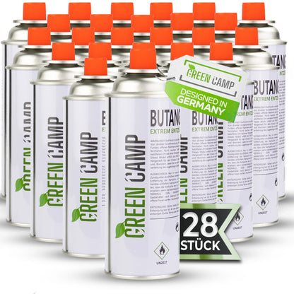 28 Greencamp® butaangaspatronen – 227 g – milieuvriendelijk, veilig en betrouwbaar