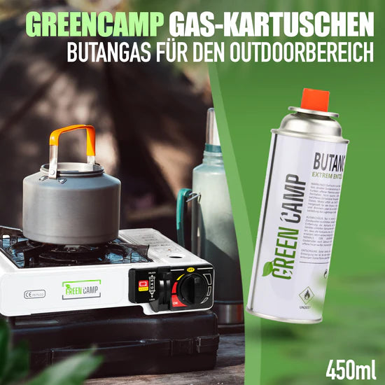 8 x Greencamp® Butangaskartuschen – 227 g – umweltbewusst, sicher & zuverlässig
