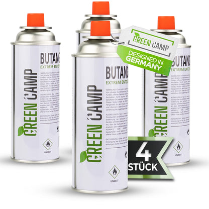 4 x Greencamp® butaangaspatronen – 227 g – milieuvriendelijk, veilig en betrouwbaar