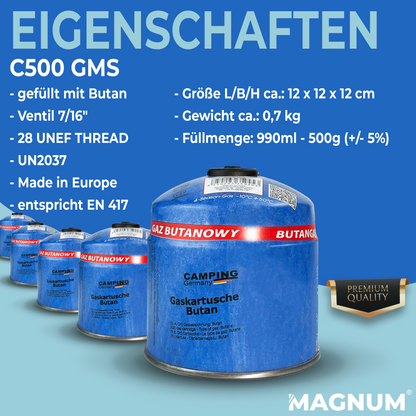 Gaspatroon met schroefventiel van 500 g – sterk, veilig en veelzijdig. 